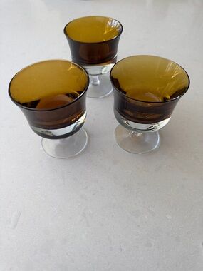 Amber Glass Stemmed Dessert Cups - Set of 3 mirage brown